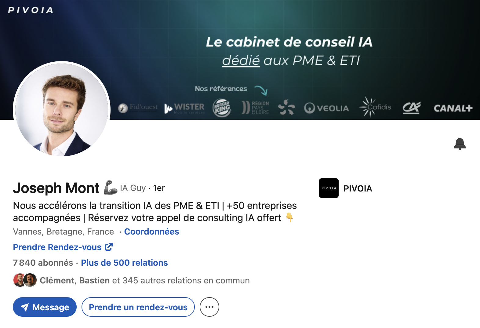 Profil LinkedIn Joseph Mont